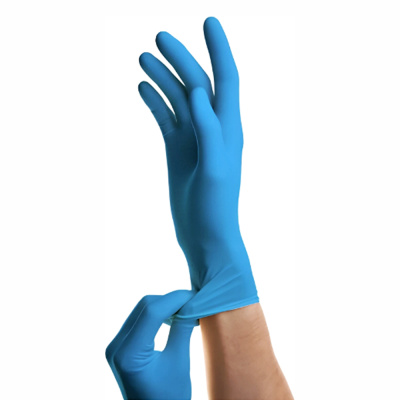 Перчатки-L-латексные-прочные-голубые-(НДС-10%)