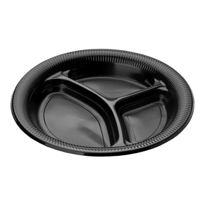 Тарелка-d-263-3-х-секционная-черная-ПП