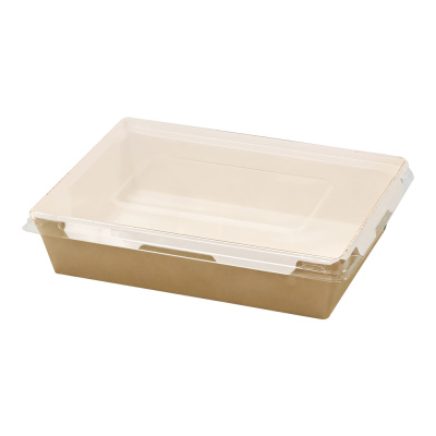 Контейнер-бумажный-800-мл-207х127х55-прямоуг-крафт-белый-с-пластиковой-крышкой