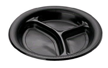 Тарелка 3-х секционная ПП D263 ЧЕРНАЯ