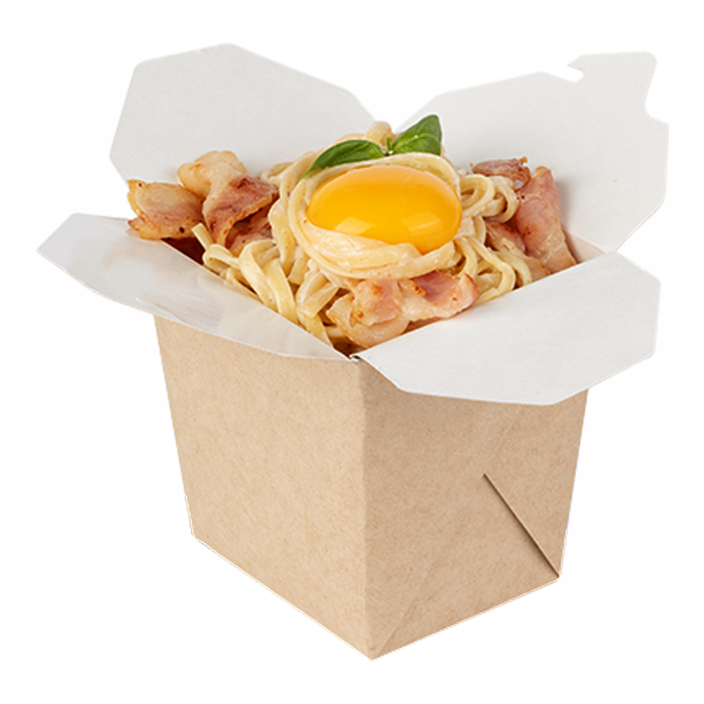 Контейнер бумажный для лапши 700 мл 81х81х108 крафт белый NOODLES OSQ