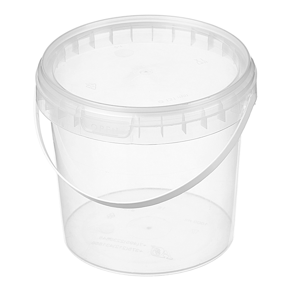Ведро 1 л d-130 прозрачное без крышки с замком пласт. ручка
